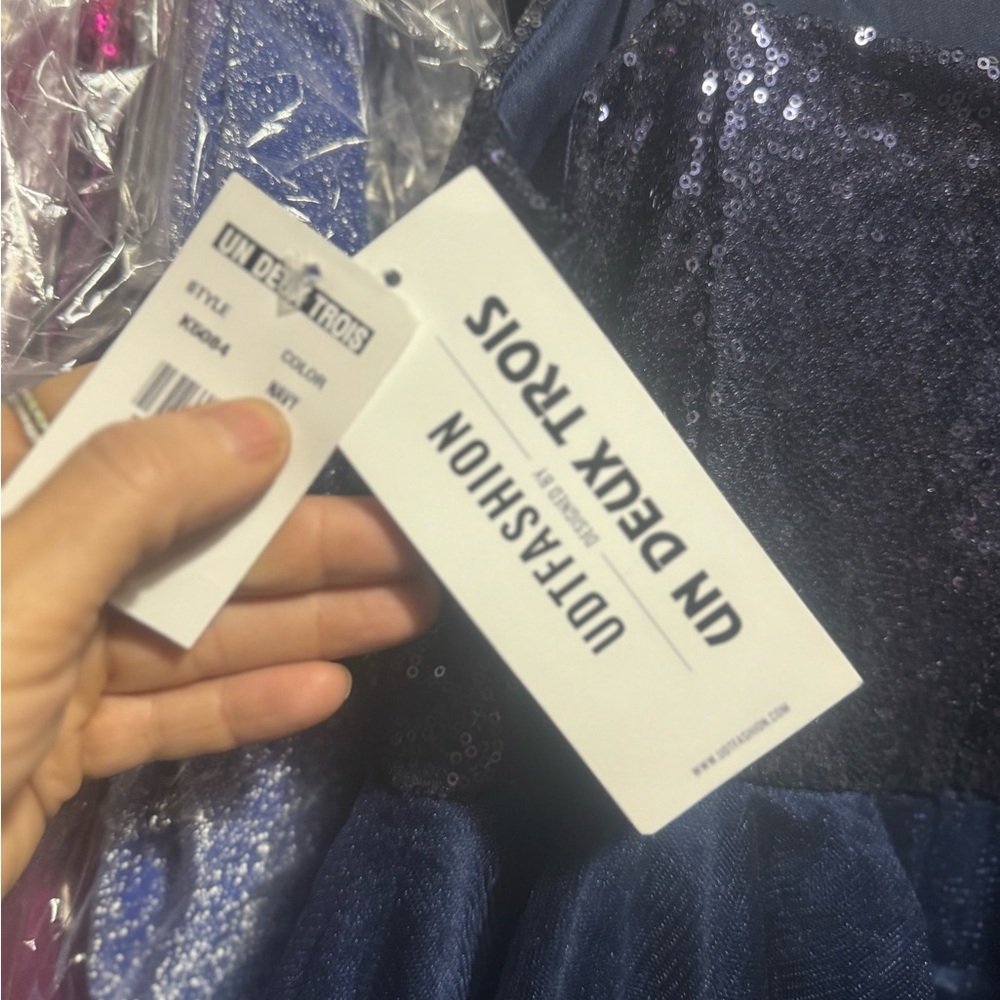 Un Deux Trois Navy Sequin Dress - Picture 4 of 7